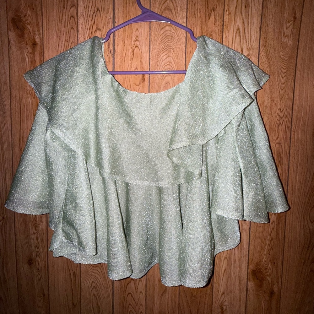 Zara Metallic Green Blouse